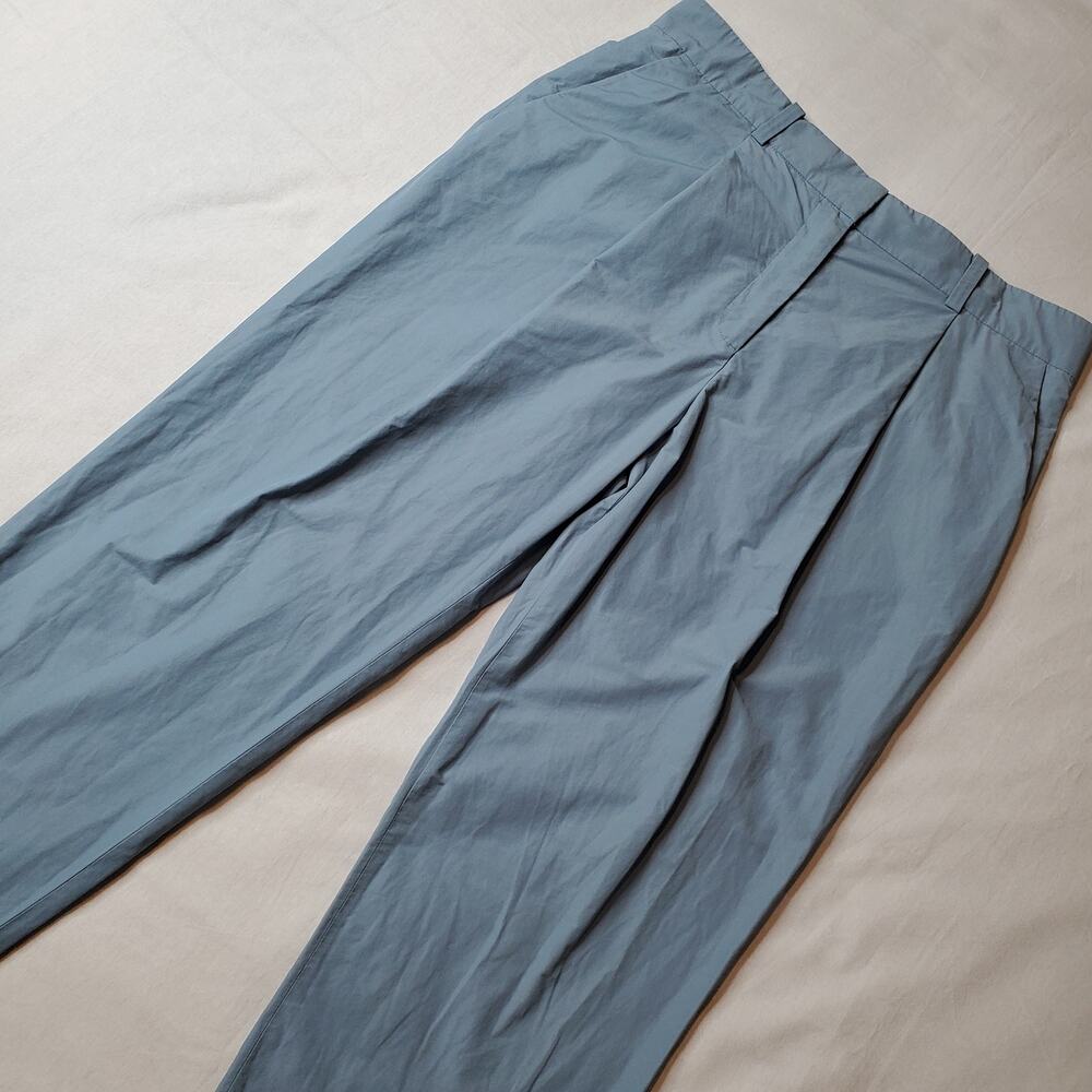 COS Women's Size 10 Pleated Tapered Lightweight Cotton Blend Pants Light Blue